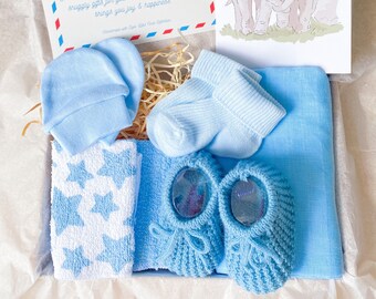 Blue Newborn Gift Box: Snuggle Baby Hamper