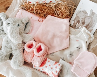 Baby Girl Hamper | Baby Gift Box | Elephant Baby Gift | Snuggle in a Box