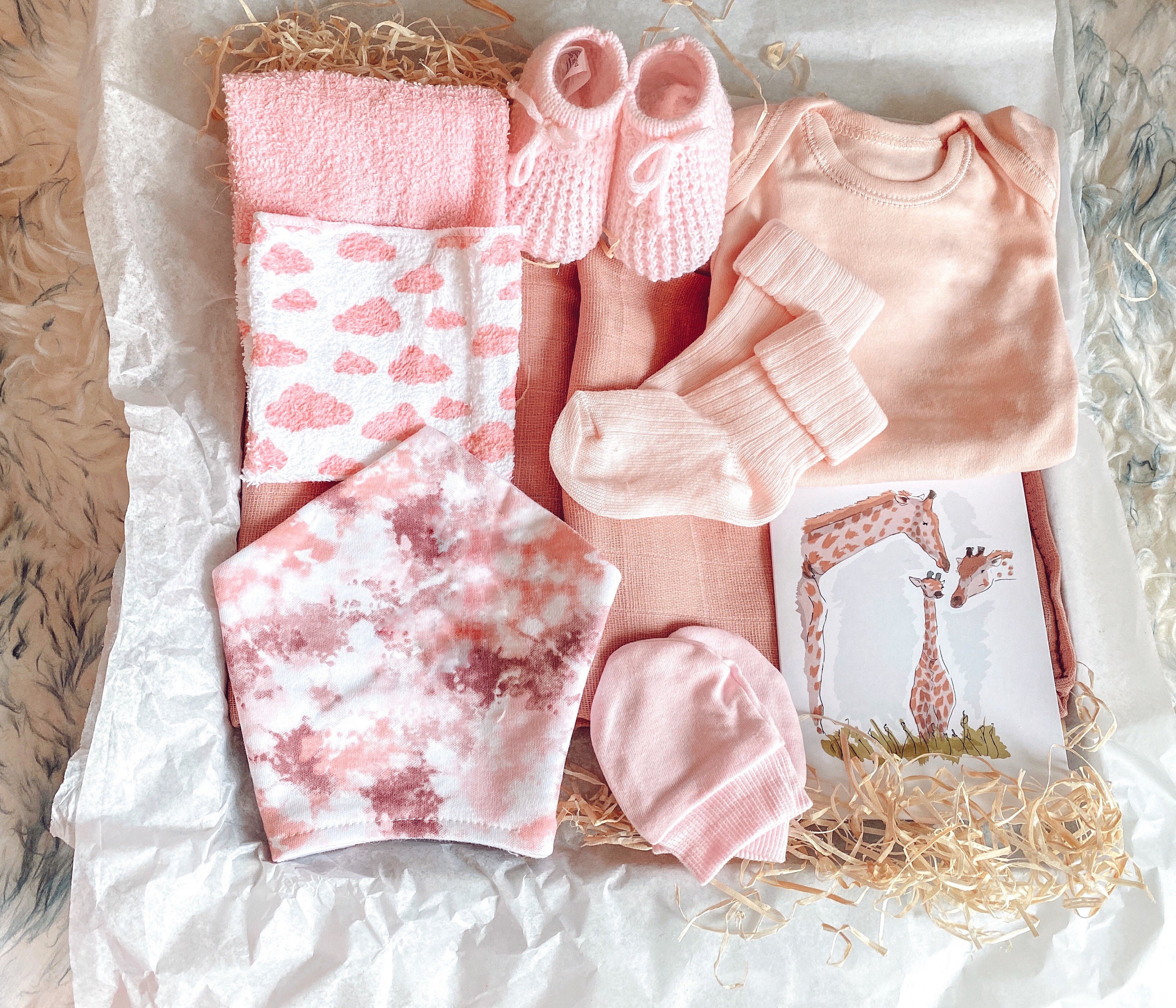 Pink Theme Newborn Gift Set: Cotton Set With Knit Booties and ...