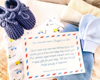 Newborn Gift Box: Blue & White Baby Hamper