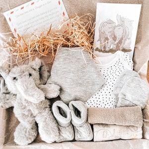 Baby Hamper | Newborn Gift Box | Elephant Baby Gift | Snuggle in a Box | Unisex Baby Gift