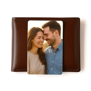 Portafoglio regalo con foto personalizzata - Portafoglio in metallo con foto per papà, marito, fidanzato, festa del papà, compleanni, anniversari per lui