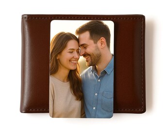 Portafoglio regalo con foto personalizzata - Portafoglio in metallo con foto per papà, marito, fidanzato, festa del papà, compleanni, anniversari per lui
