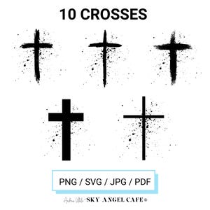Crosses with Splatter Marks Bundle Png, Calvary Crucifixion Christ Jesus Svg, Christian Faith Digital Download, Love of Yeshua King Of Glory