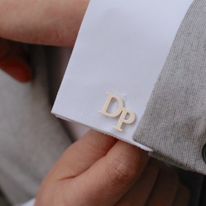 Solid 925 Sterling Silver Initial Cufflinks for Men, Custom Monogram Cufflinks, Personalized Groomsmen Gift, Engraved Wedding Groom Gift
