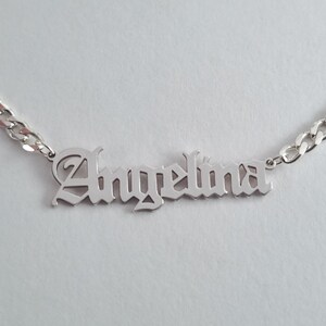Dainty Name Necklace with Gothic Curb Chain, Personalized Name Necklace, Bridesmaid Gift , Gothic Necklace, Curb Chain , Valentines Day Gift