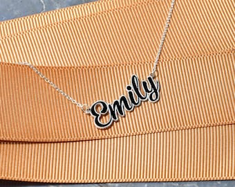 Personalized Necklace, Color Name Necklace, Black Name Necklace, Bridesmaid Gift , Mother's Day Gift , Graduation Gift, Dainty Name Necklace