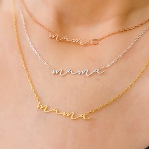 Dainty Mama Necklace, Tiny Mama Necklace, Mama Necklace Gift, Mothers Day Gift, Mom Necklace, Perfect Gift for Mom, Sterling Silver, 18kGold