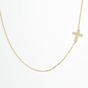 Sideways Cross Necklace, Personalized Necklace Gift, Gold Name Necklace Gift , Cross Charm Necklace, Mother's Day Gift, Dainty Name Necklace