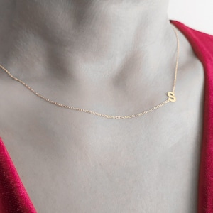 Sideway Initial Necklace, Personalized Silver Necklace , Mother's Day Gift , Sideway Initial Necklace , Gifts for Mom , Dainty Name Necklace