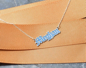 Personalized Necklace, Color Name Necklace, Blue Name Necklace, Bridesmaid Gift , Mother's Day Gift , Graduation Gift, Dainty Name Necklace