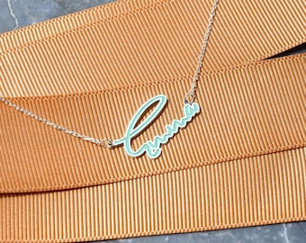 Green Name Necklace, Personalized Necklace, Black Name Necklace, Bridesmaid Gift , Mother's Day Gift , Graduation Gift, Dainty Name Necklace