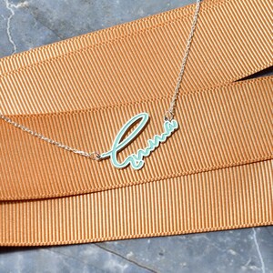 Green Name Necklace, Personalized Necklace, Black Name Necklace, Bridesmaid Gift , Mother's Day Gift , Graduation Gift, Dainty Name Necklace