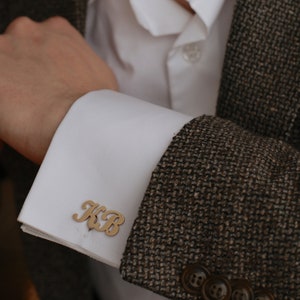 Personalized Gold Initial Cufflinks for Groom, Custom Wedding Accessory