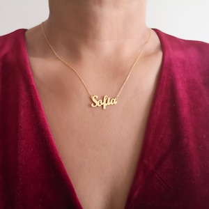 Personalized Necklace , Tiny Name Necklace , Gold Name Necklace , Bridesmaid Gifts ,  Mother&#39;s Day Gifts, Name Necklace, Valentines Day Gift