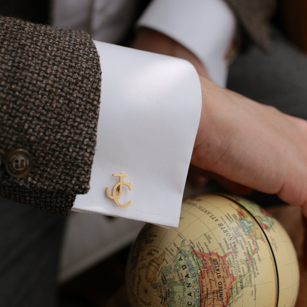 Thin Yellow Cufflinks, Initials Cufflinks, Personalized Cufflinks, Groomsmen Gifts, Groom