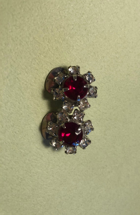 Ruby and Rhinestone Paste Vintage earrings - image 1