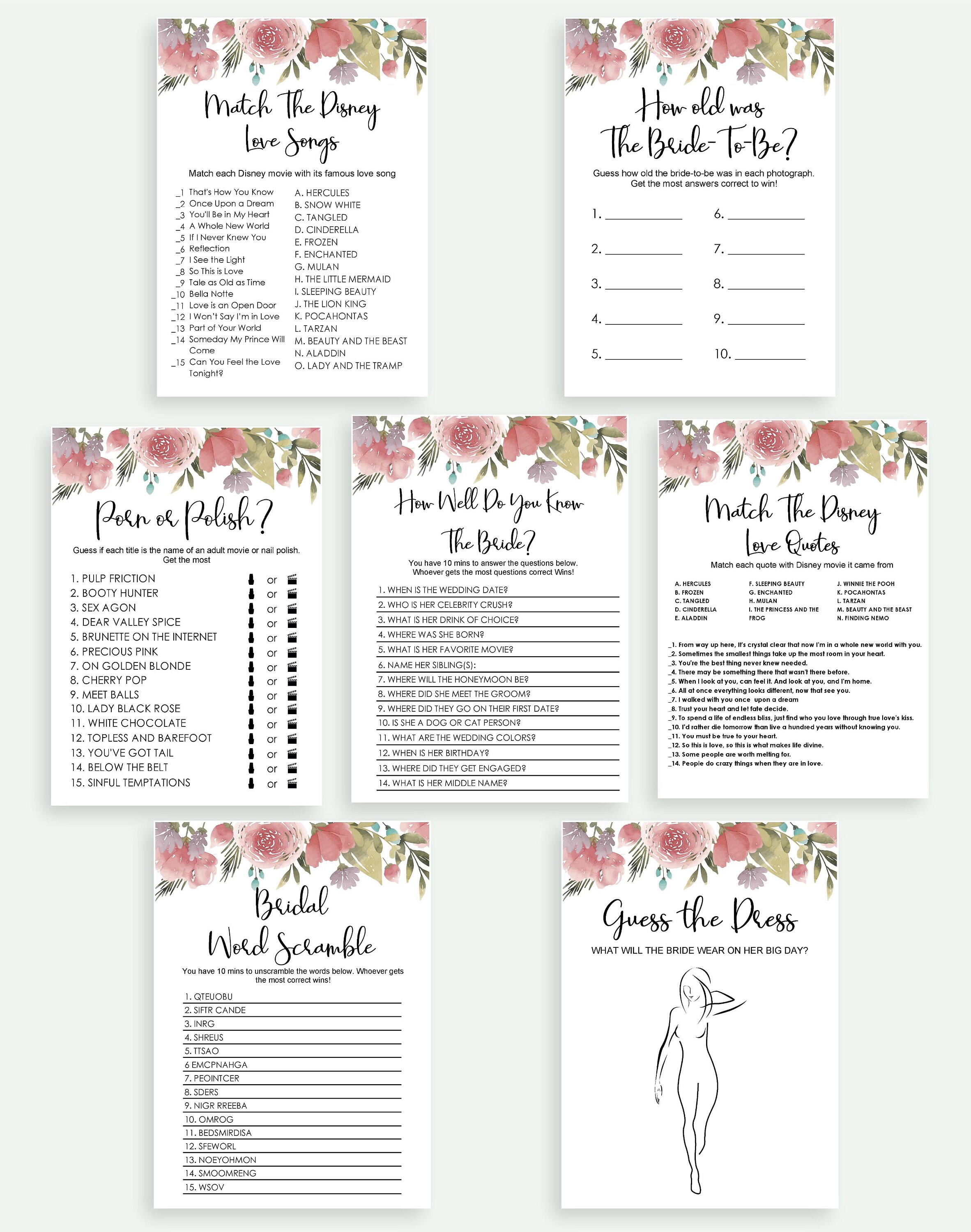 Bachelorette Party Games Printable Word Scramble | Etsy