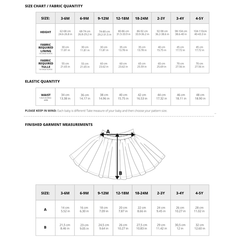 Tulle Skirt PDF Sewing Pattern Baby Kid Toddler Infant Etsy