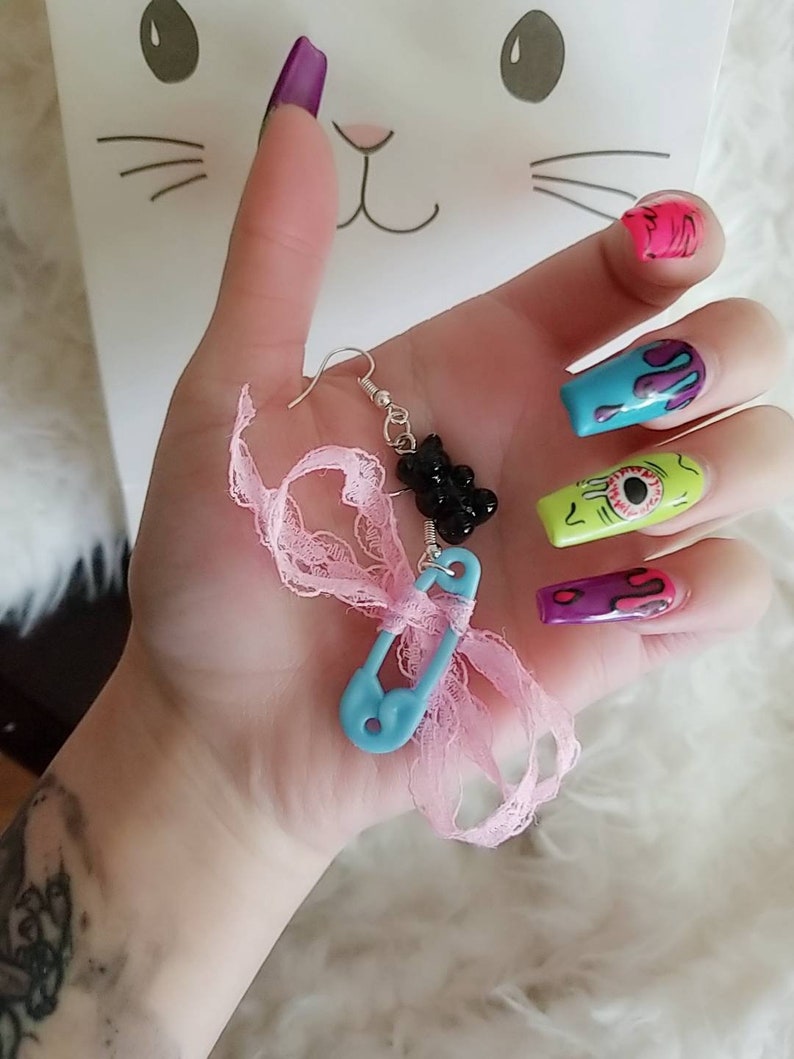 Kawaii earrings mix and match kawaii earrings cry baby earrings Pastel Goth Earrings