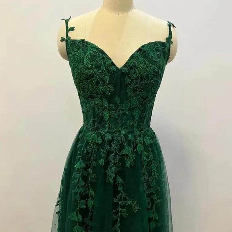 Green Slip Dress with Tulle