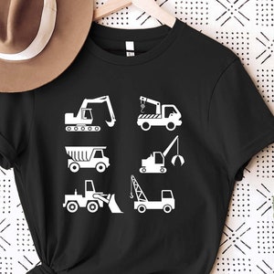 Construction Trucks Adult Shirt, Birthday Shirt, Boy and Girl Truck Shirt, Gift for Father, Dad and Son Matching Shirt, Mom and Dad Shirt