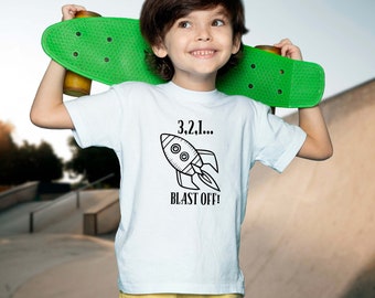 Fun Bedtime or Anytime Bella T-shirt Cotton Comfy T-Shirt Blast Off To Bed with Rocket