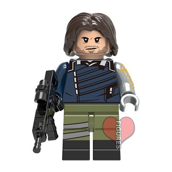 The Winter Soldier Bucky Barnes Custom Lego Minifigure Falcon Etsy