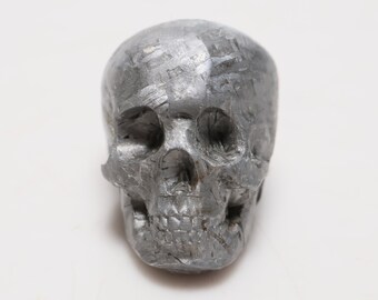 97G Natural Meteorite Hand Carved, Carved skull,Muonionalusta meteorite part slice D4803