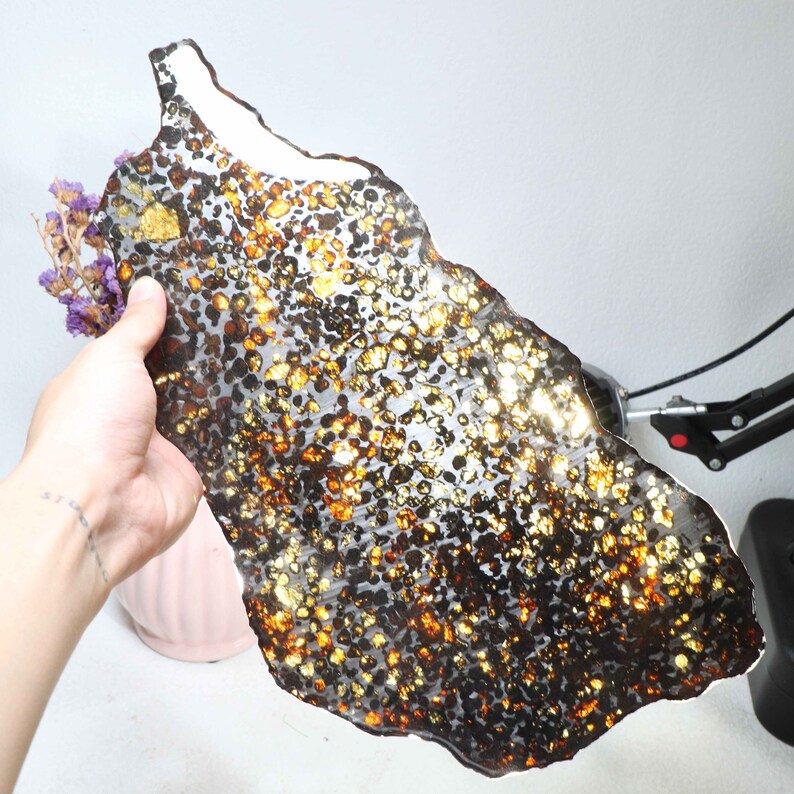Beautiful SERICHO pallasite Meteorite slice - from Kenya D1161 Beautiful SERICHO pallasite Meteorite slice - from Kenya D1161