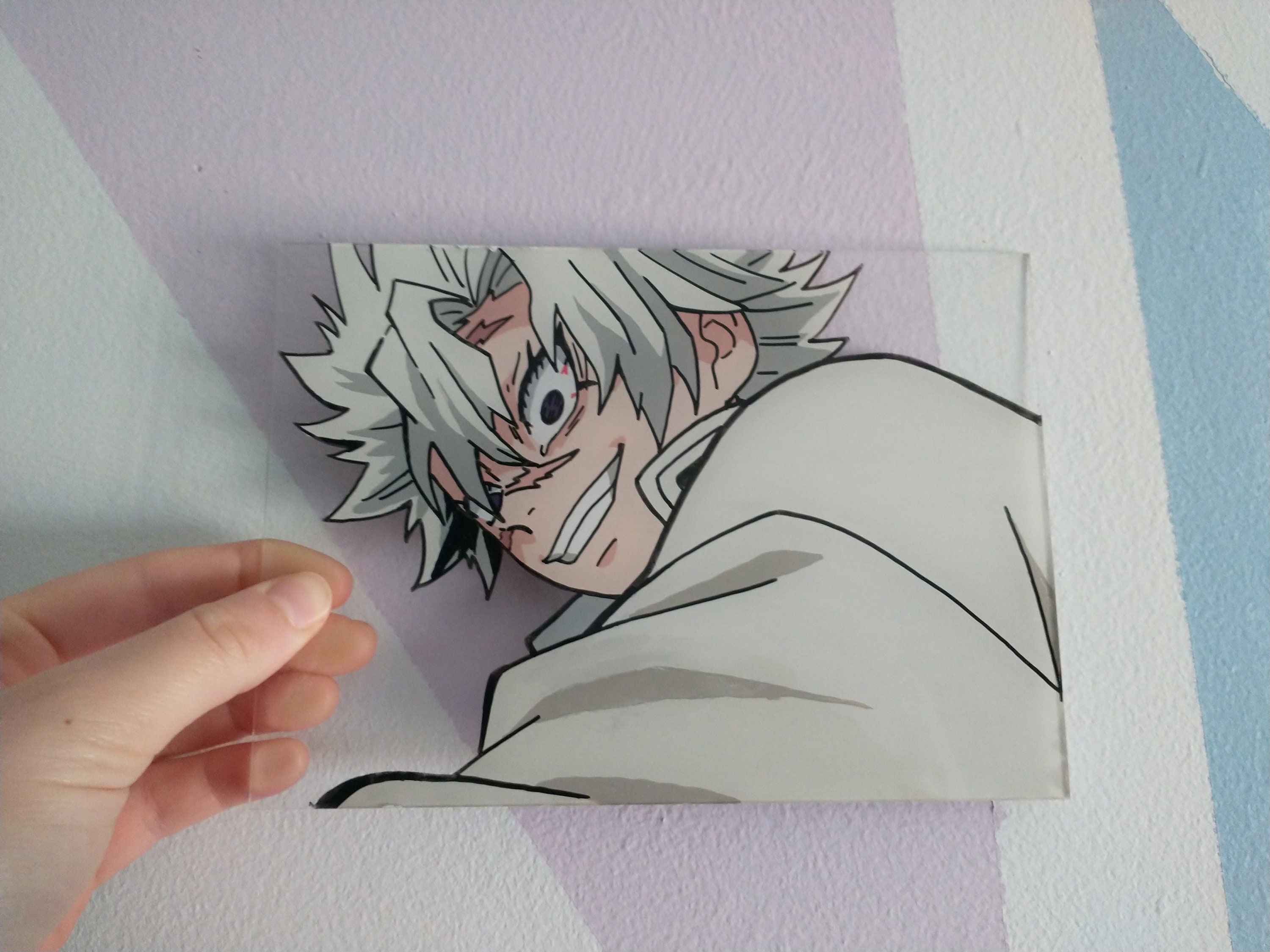 Sanemi anime acrylic glass painting Etsy