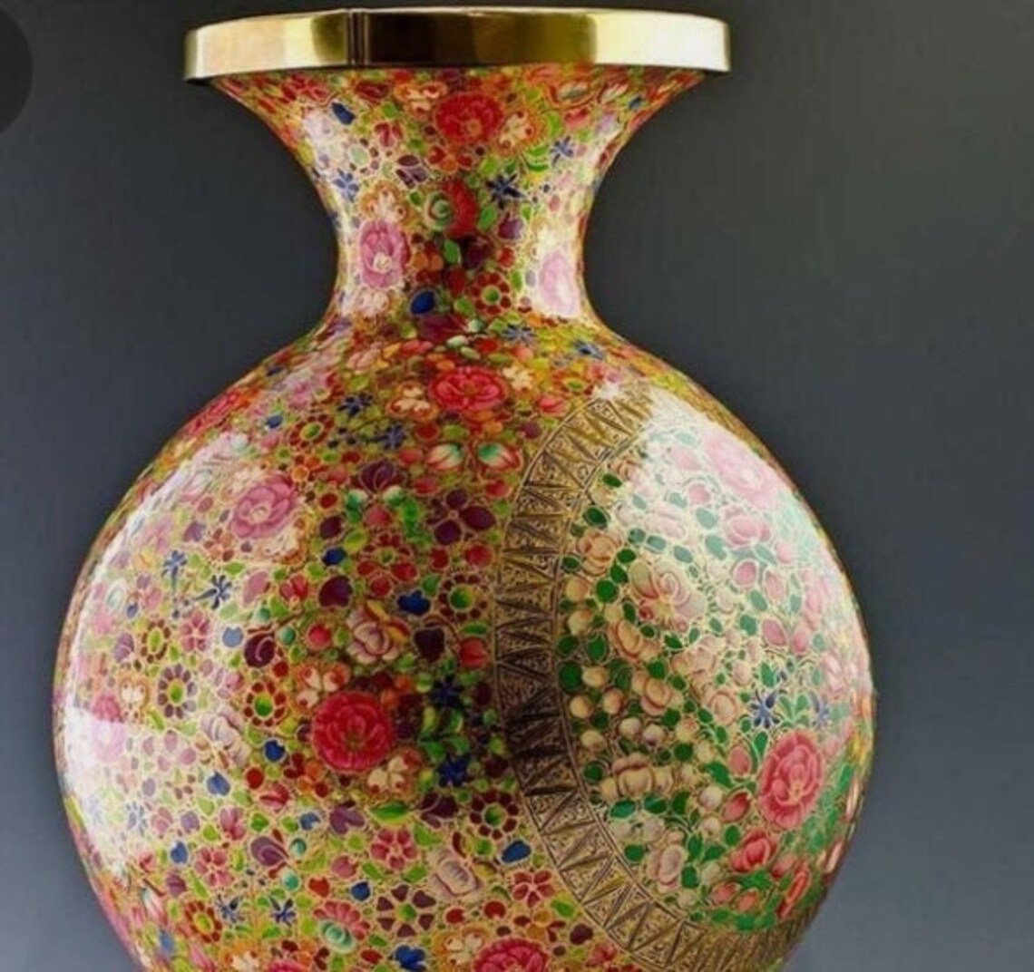 Kashmiri papermache MULTICOLOURED Flower decor hand painted Etsy