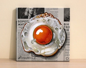 Spiegelei Ölgemälde Leinwand, Küche Lebensmittel Kunst, moderne Wanddekoration