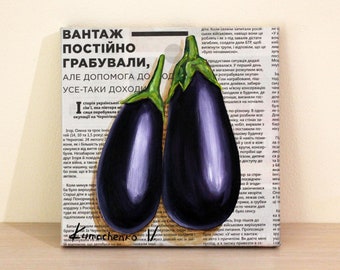 Eggplant Art: Kitchen Oil Painting