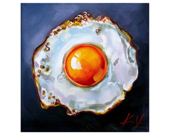 Scrambled eggs painting, Oil Painting on Canvas, Kitchen Painting, Exclusive Painting Egg