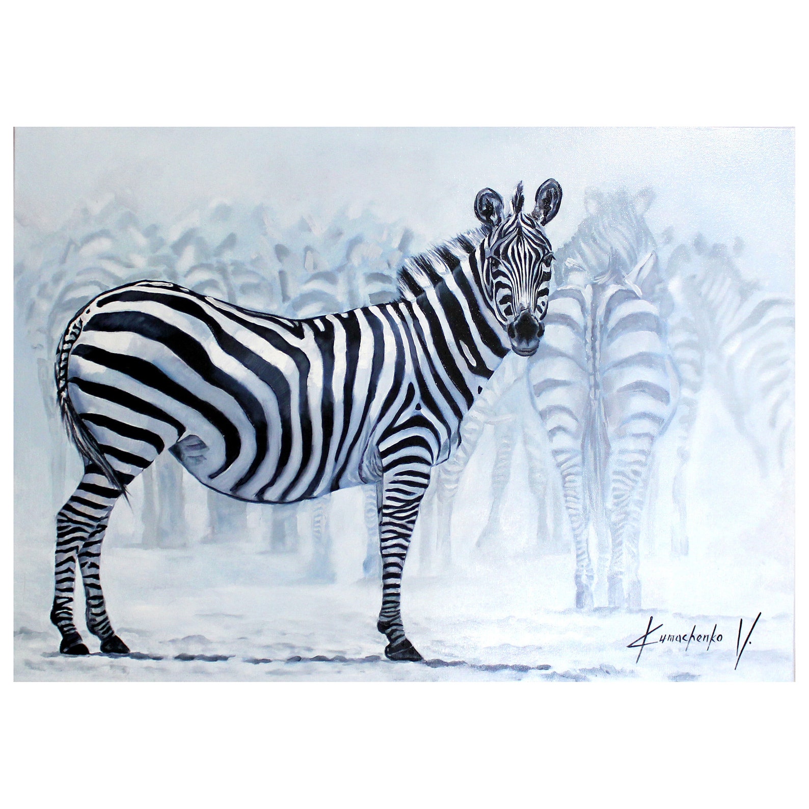 Zebra oil painting Exclusive painting on canvas Animals in Etsy