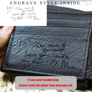 Portefeuille personnalisé pour hommes en cuir véritable gravé monogrammé Cadeau de la fête des Pères avec boîte en bois personnalisée image 10