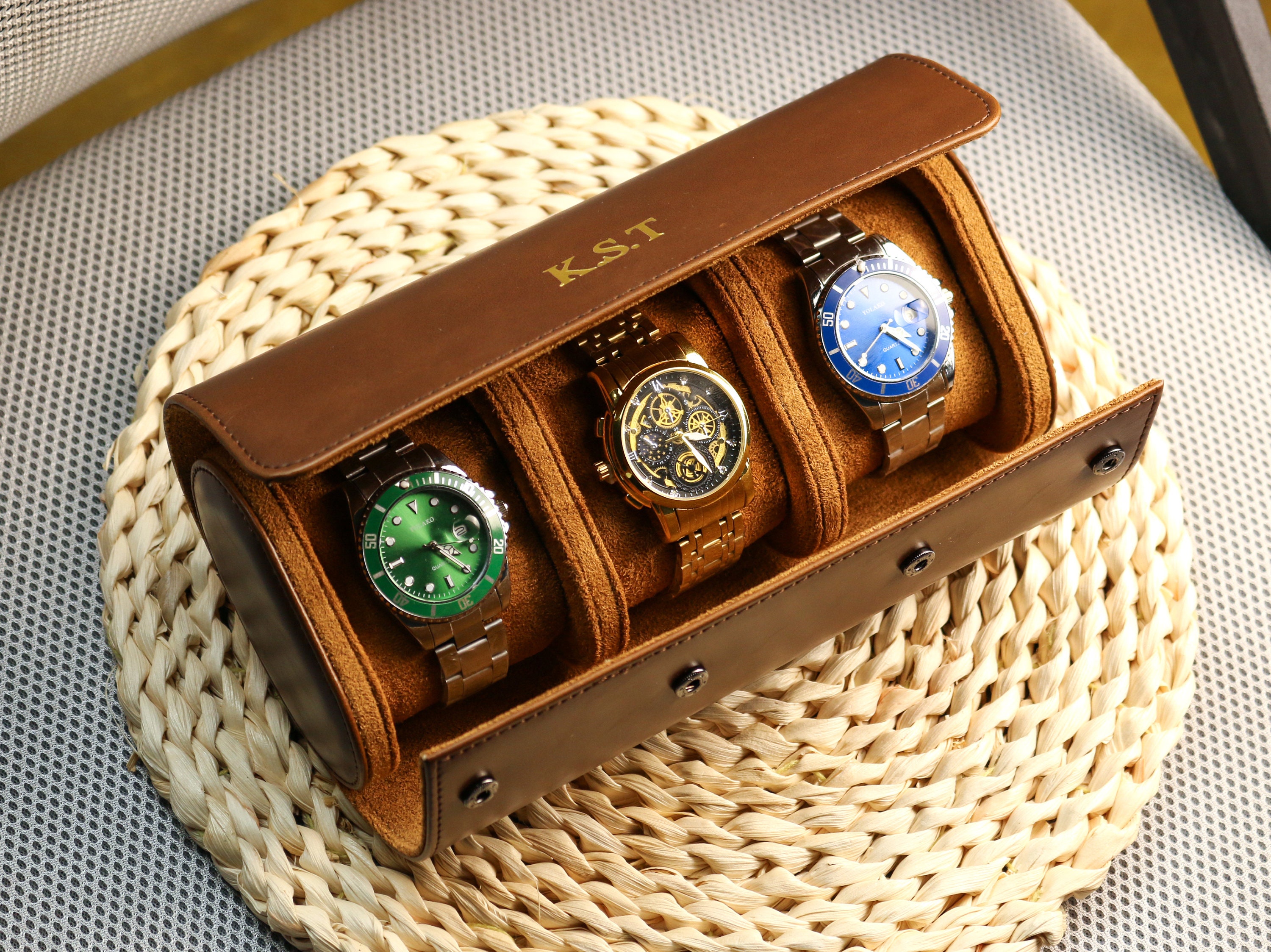 BOSPHORUS LEATHER 時計ケース グリーン レッド BOSPHORUS LEATHER 時計ケース グリーン レッド