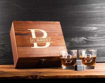 Personalized Whiskey Glass Set with Wooden Box, Groomsmen Gift, Best Man Gift, Groomsman Proposal, Boyfriend Gift, Gifts for Men