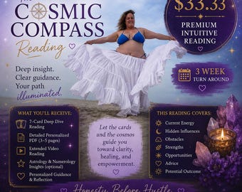 The Cosmic Compass Reading™ | 7-Card Deep Dive | Personalized PDF + Video Reading | Astrology & Numerology Insights