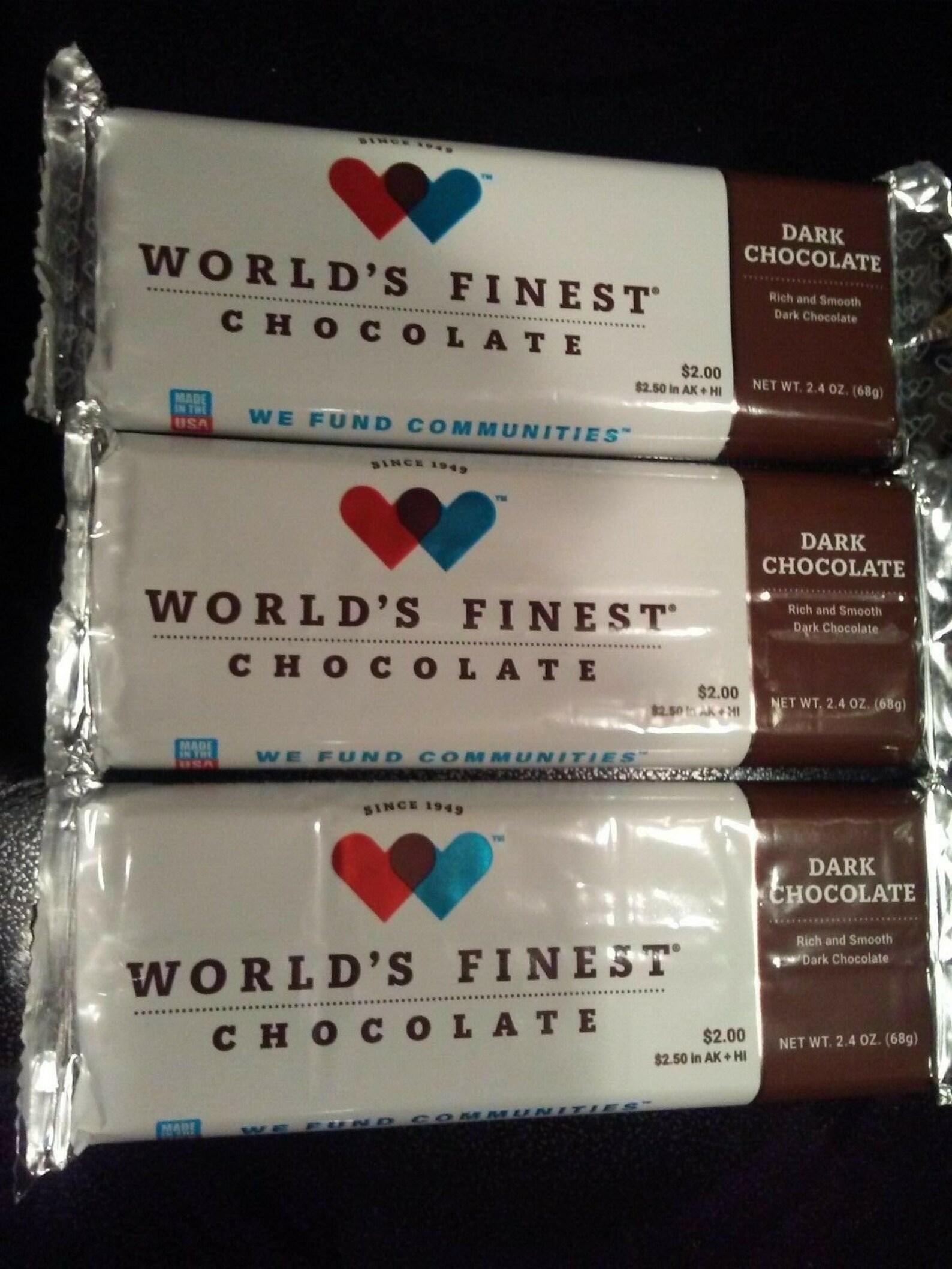 6 Dark Chocolate World's Finest Chocolate Two Dollar Bars Etsy