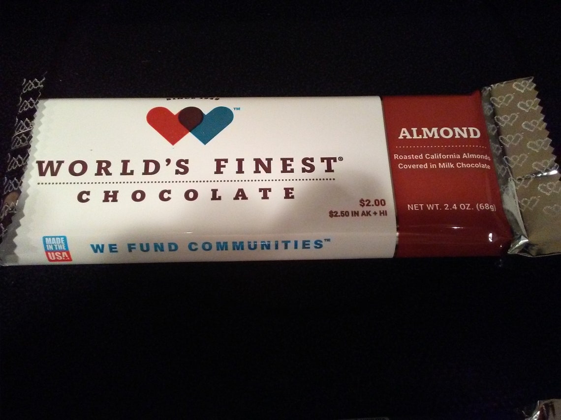6 Almond World's Finest Chocolate Two Dollar Bars Free Etsy