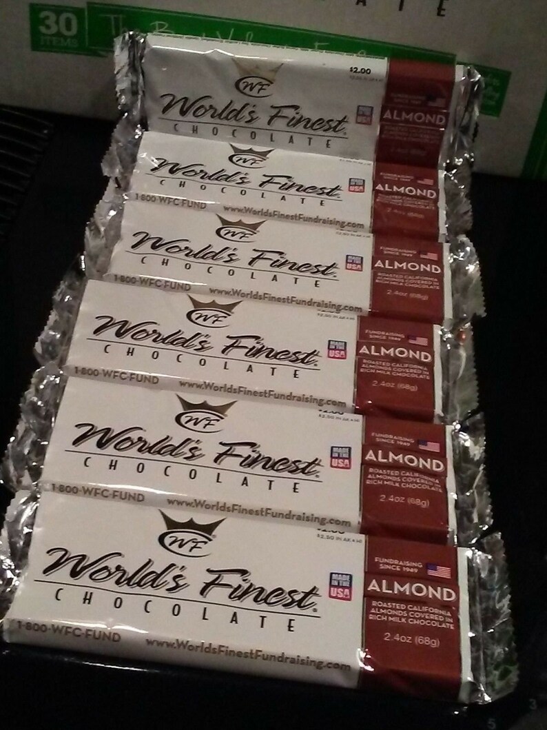 6 Almond World's Finest Chocolate Two Dollar Bars Free Etsy