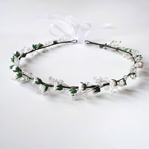 White flower girl crown First communion headpiece