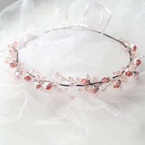 Blush flower girl crown Girl head piece wedding