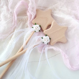 Wedding girl flower wand White magic wand for girl Birthday party accessories