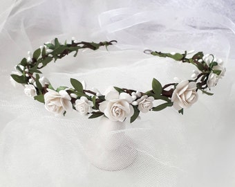 Communion headpiece White flower girl crown