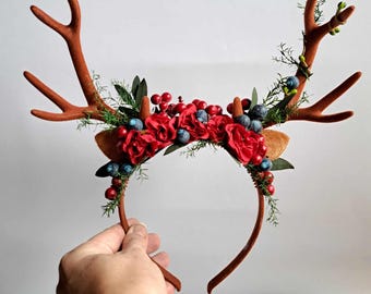Serre-tête Renne Noël - Ensemble 2 Pièces, Accessoire Mignon Pour Femme, Fille Ou Adulte, Fêtes Et Carnavals !