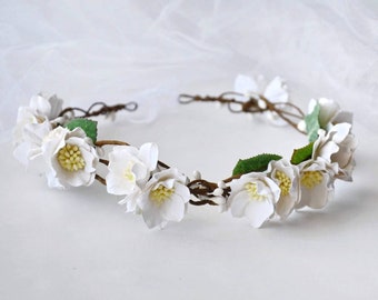 Accessori per capelli di prima comunione Flower girl corona bianca