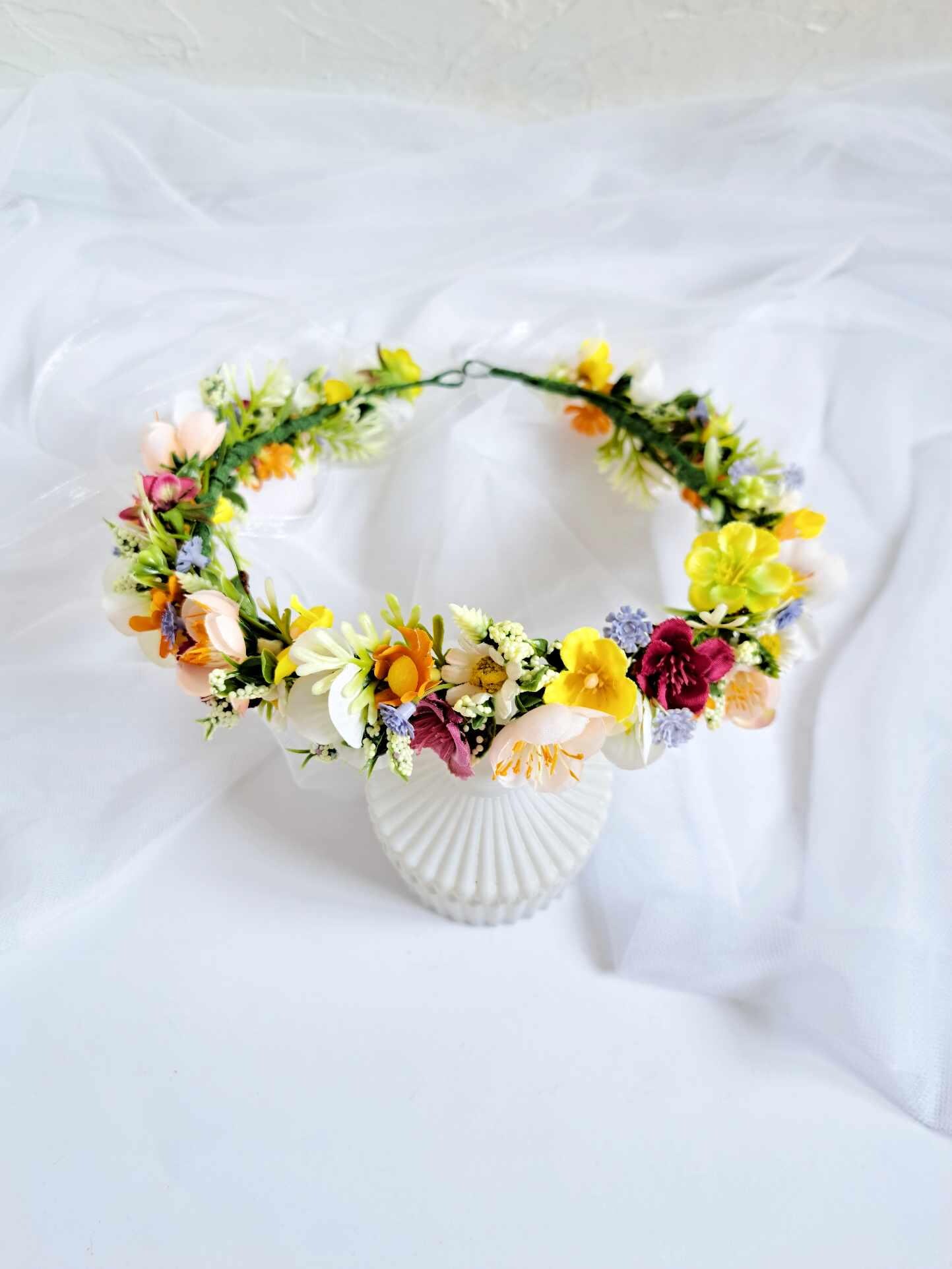 帽子 Meadow Flower crown Meadow Flower Hair Crown Bridal Accessories Lavender and